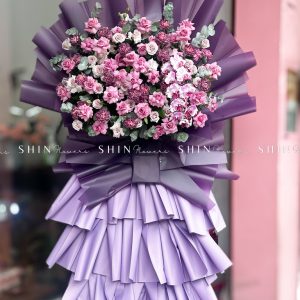 Kệ Hoa Khai Trương Hoa Tone Tím cao 2m K07