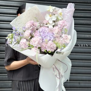 Hoa Bó Cẩm Chướng Tím mix Cẩm Tú cầu S465