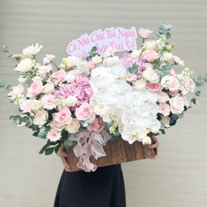 Hộp hoa Cẩm Tú Cầu Hồng chúc mừng H113
