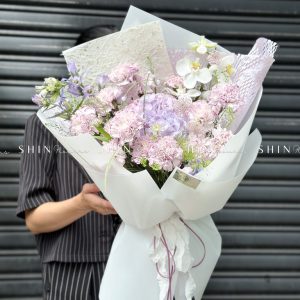 Hoa Bó Cẩm Chướng Tím mix Cẩm Tú cầu S465