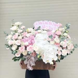 Hộp hoa Cẩm Tú Cầu Hồng chúc mừng H113