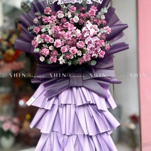 Kệ Hoa Khai Trương Hoa Tone Tím cao 2m K07