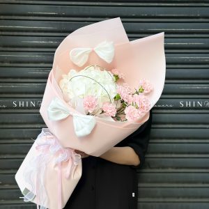 Hoa Bó Cẩm Chướng Hồng mix Cẩm Tú cầu Trắng S480