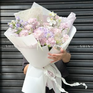 Hoa Bó Cẩm Chướng Tím mix Cẩm Tú cầu S465