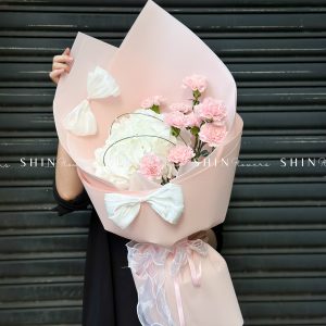 Hoa Bó Cẩm Chướng Hồng mix Cẩm Tú cầu Trắng S480