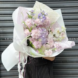 Hoa Bó Cẩm Chướng Tím mix Cẩm Tú cầu S465