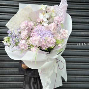 Hoa Bó Cẩm Chướng Tím mix Cẩm Tú cầu S465