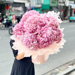 Hộp hoa 7 Cẩm Tú Cầu Hồng Đậm H117