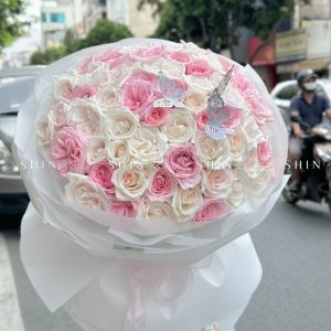 Bó Hoa 50 hồng Ohara Hồng mix Ohara trắng S484