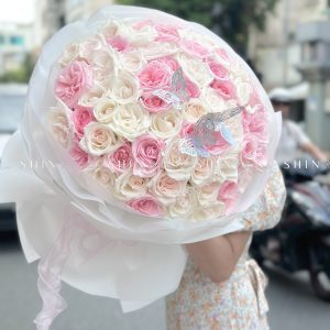 Bó Hoa 50 hồng Ohara Hồng mix Ohara trắng S484