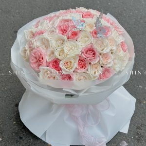 Bó Hoa 50 hồng Ohara Hồng mix Ohara trắng S484