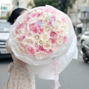Bó Hoa 50 hồng Ohara Hồng mix Ohara trắng S484