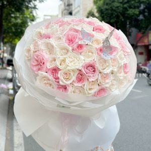 Bó Hoa 50 hồng Ohara Hồng mix Ohara trắng S484