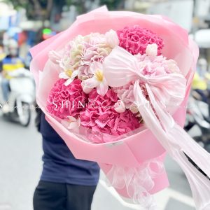 Hoa Bó 5 Cẩm Tú Cầu Hà Lan Mix 10 Tulip S499