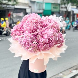 Hộp hoa 7 Cẩm Tú Cầu Hồng Đậm H117