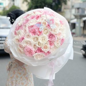 Bó Hoa 50 hồng Ohara Hồng mix Ohara trắng S484