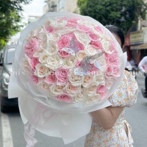 Bó Hoa 50 hồng Ohara Hồng mix Ohara trắng S484