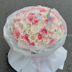 Bó Hoa 50 hồng Ohara Hồng mix Ohara trắng S484