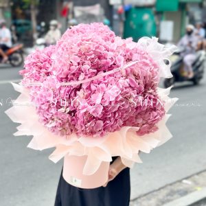 Hộp hoa 7 Cẩm Tú Cầu Hồng Đậm H117