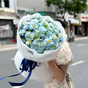 Bó Hoa Cẩm Chương Nhuộm xanh mix tulip S533