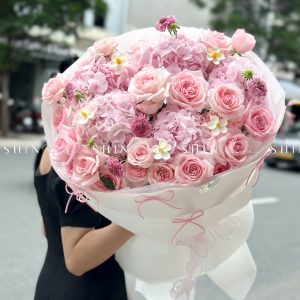 Bó Hoa Cẩm tú cầu hồng và hồng ohara S538