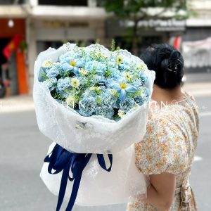 Bó Hoa Cẩm Chương Nhuộm xanh mix tulip S533