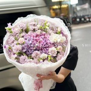 Hoa Bó Cẩm Chướng Tím mix Cẩm Tú cầu S540