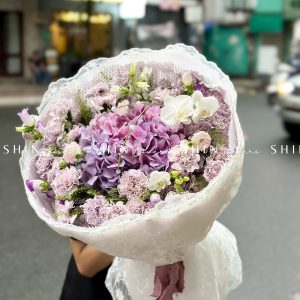 Hoa Bó Cẩm Chướng Tím mix Cẩm Tú cầu S540