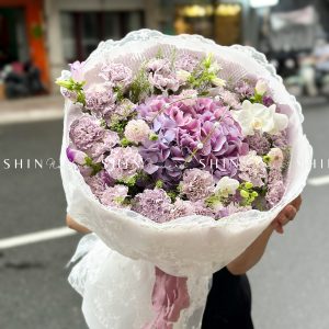 Hoa Bó Cẩm Chướng Tím mix Cẩm Tú cầu S540