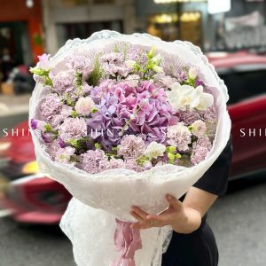 Hoa Bó Cẩm Chướng Tím mix Cẩm Tú cầu S540