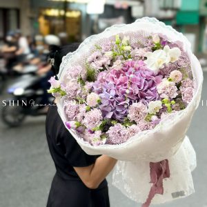 Hoa Bó Cẩm Chướng Tím mix Cẩm Tú cầu S540