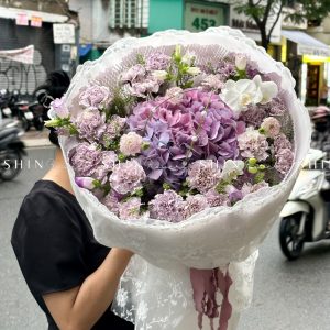 Hoa Bó Cẩm Chướng Tím mix Cẩm Tú cầu S540