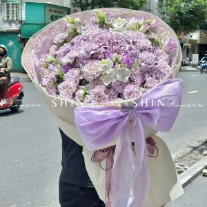 Hoa Bó Cẩm Chướng Tím mix Cẩm Tú cầu S528