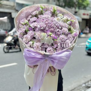 Hoa Bó Cẩm Chướng Tím mix Cẩm Tú cầu S528