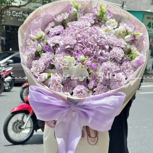 Hoa Bó Cẩm Chướng Tím mix Cẩm Tú cầu S528