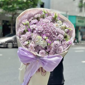 Hoa Bó Cẩm Chướng Tím mix Cẩm Tú cầu S528