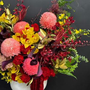 Lẵng Hoa Thiết Kế Tone đỏ sang trọng H125