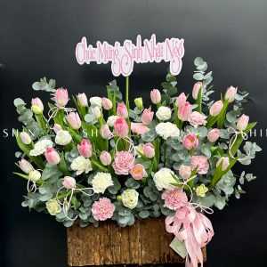 Lẵng Hoa 30 Tulip Hồng H122