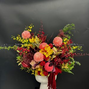 Lẵng Hoa Thiết Kế Tone đỏ sang trọng H125