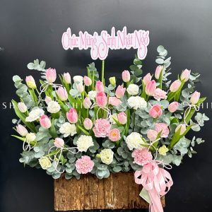 Lẵng Hoa 30 Tulip Hồng H122