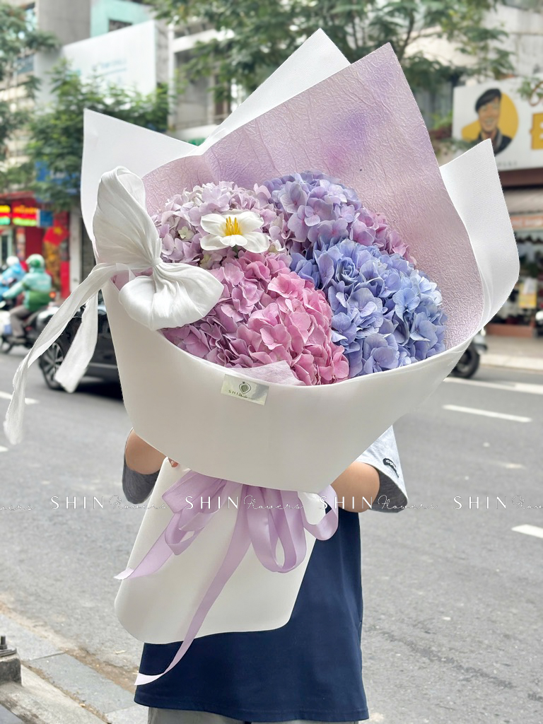 Hoa Bó 4 Cẩm Tú Cầu tone tím S566