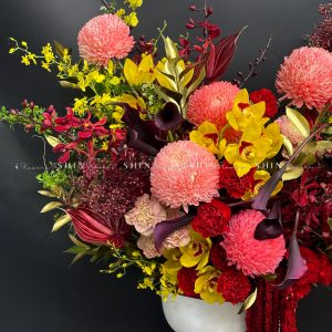 Lẵng Hoa Thiết Kế Tone đỏ sang trọng H125