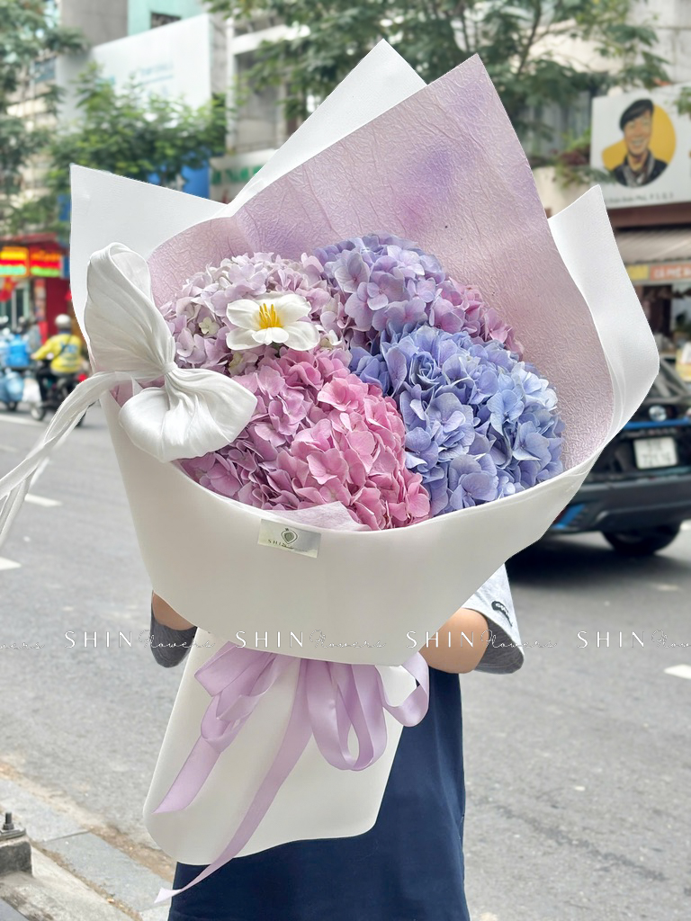 Hoa Bó 4 Cẩm Tú Cầu tone tím S566