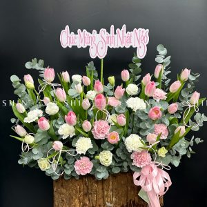 Lẵng Hoa 30 Tulip Hồng H122