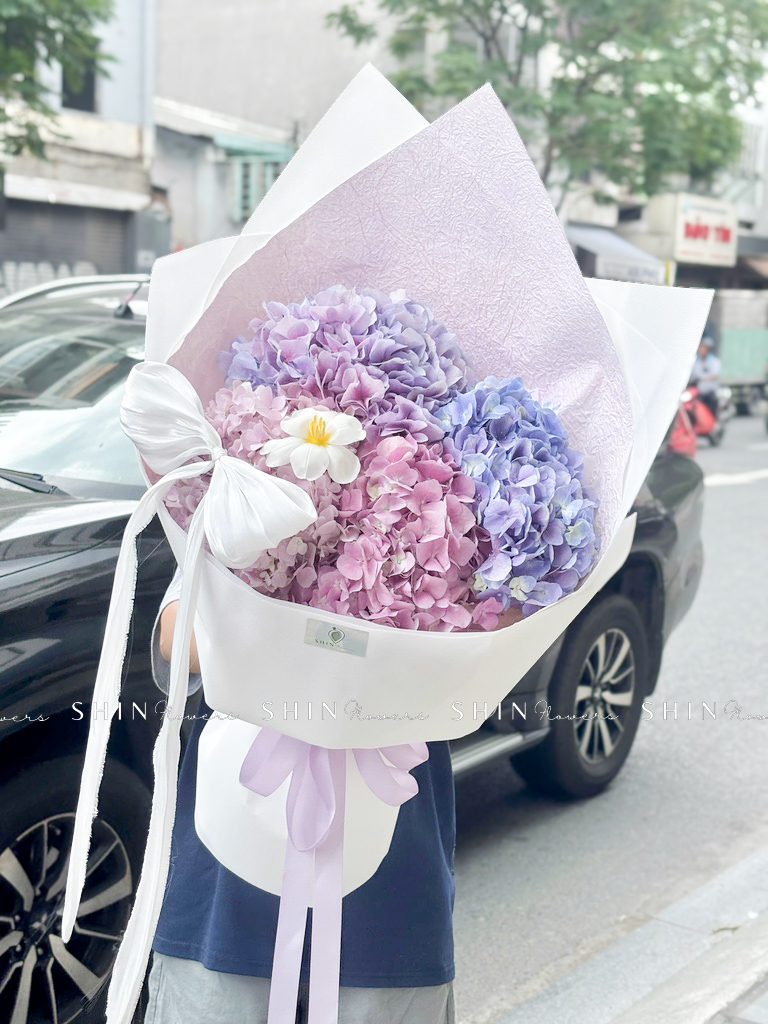 Hoa Bó 4 Cẩm Tú Cầu tone tím S566