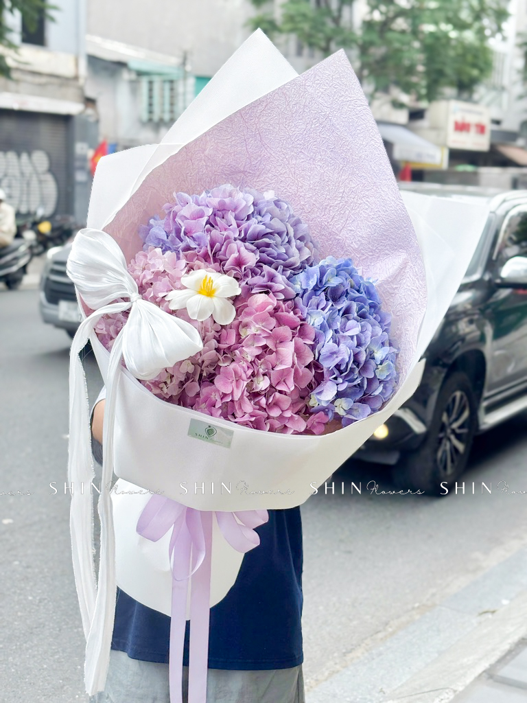 Hoa Bó 4 Cẩm Tú Cầu tone tím S566