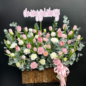 Lẵng Hoa 30 Tulip Hồng H122