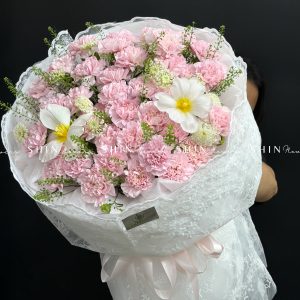 Hoa Bó Cẩm Chướng Hồng Mix Tulip S564