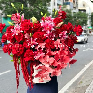 Lẵng Hoa chúc mừng Tone đỏ H133