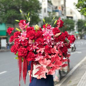 Lẵng Hoa chúc mừng Tone đỏ H133